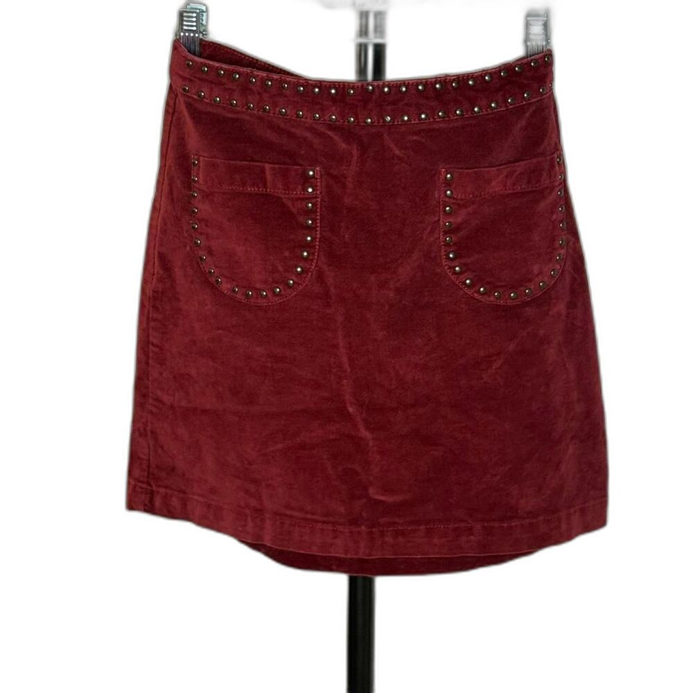 Mossimo Burgundy Studded Velveteen Mini Skirt 2